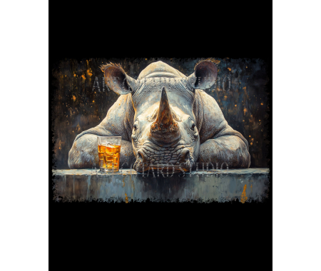 Koszulka Nosorożec z drinkiem ,100% bawełna luźna koszulka, t-shirt